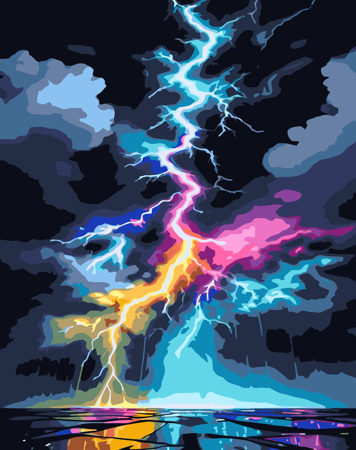 Easy Paint by Numbers Kit for Adults Beginner, Lightning Adult Paint by Number Kits on Canvas, DIY Painting Acrylic Oil for Home Wall Decor 16 x 20 in BYGFHLYW