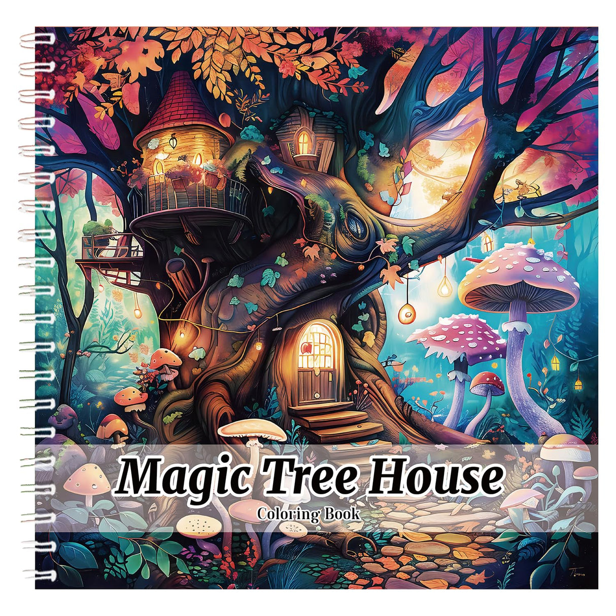 Spiral Bound Adult Coloring Book, 24 Pages Magic Treehouse Coloring Books for Relaxation and Stress Relief, Single Sided Pages Thick Paper Mindfulness Adult Coloring Book WoodArtSupply