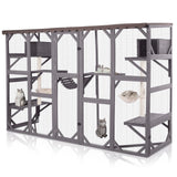 GUTINNEEN Extra-Large Catio, 104" Wall-Mounted Outdoor Cat Enclosure - Cat House Window Box Walk-in Cat Kennel Shelter with Weatherproof Roof, 2 Scratching Posts, 2 Hammocks & Bridge for 6-8 Cats GUTINNEEN