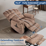 SOCIALCOMFY Large Tall Man Power Lift Recliner Chair with Massage & Heat, Dual Motor Lay Flat Electric Lift Sleeper Recliner w/Extended Footrest, Lumbar Pillow, USB & Type-C Ports, Pocket,Plush Brown SOCIALCOMFY