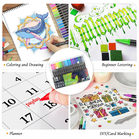 CKMOREL 2Pcs Adult Coloring Books with 36 Colors Markers, Mandala Adult Coloring Book for Women Relaxation with 48 Patterns, Colors Markers Set, Anxiety Relief Mindfulness Gifts Original & Hand Drawn CKMOREL