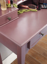 Roundhill Furniture Sanlo Wooden Vanity, Make Up Table and Stool Set, RoseGold Roundhill Furniture