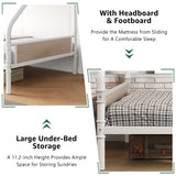 Jocoevol Bunk Bed Twin Over Full, Heavy Duty Metal Bunkbeds with Ladder and Full-Length Guardrail, Convertible into 2 Individual Beds for Kids, Teens and Adults, Under-Bed Storage Space, White Jocoevol