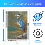 CDYCNXZ Blue Heron Diamond Art Kit for Adults, Nature Wildlife Animal Diamond Painting for Beginners, Bird Round Gemstone Artwork Home Wall Decoration 12x16 inch CDYCNXZ