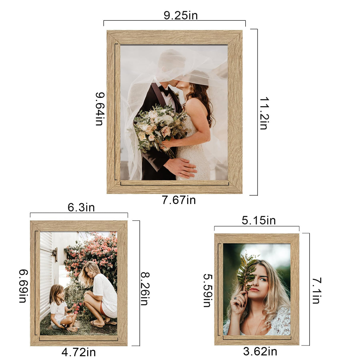 LUCKYLIFE Picture Frame Set 10-Pack, Gallery Wall Frame Collage with 8x10 5x7 4x6 Frames in Natural Woodgrain Finishes LUCKYLIFE