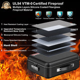 COLCASE Fireproof Document Box, Hard Case Fireproof File Organizer with Lock Hard-Shell Design Fireproof Water Resistant Safe Box for Important Documents Certificates Laptop Passports Black COLCASE