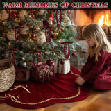 Arrowbash Christmas Tree Skirt 48 Inches Luxury Velvet Fur Scallop Tree Skirt Sparking Gold Lace Trim for Party Rustic Xmas Holiday Decorations Home (Red) Arrowbash