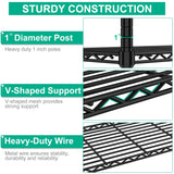 Folews Heavy Duty Storage Shelves 5-Tier, Wire Shelving Unit with Wheels & Adjustable Feet Metal Shelf Rack for Garage, Kitchen, Pantry, Laundry Room 400 Lbs Per Shelf - 14x36x75 Folews
