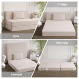 Luoxiao Folding Sofa Bed Twin with Pillow, Portable Foldable Sofa Bed for Travel, Camping, Guest, Trifold Mattress with Breathable & Washable Cover, Convertible and Easy to Storage, Off White Luoxiao