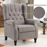 CANMOV Push Back Recliner Chair, Accent Chair,Mid Century Wingback Recliner, Fabric Push Back Recliner Chair Single Armchair Sofa with Rivet Decoration,Button-Tufted Back for Living Room, Grey CANMOV