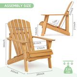SoliWood Wooden Outdoor Adirondack Chair with Pre-Assembled BackRest, Patio Chair for Garden Backyard Lawn Deck Pool Beach Firepit SoliWood