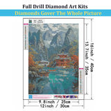 5D Diamond Painting Kits for Adults, Mountains and Waters Landscape Diamond Art for Beginners, DIY Full Round Drill Paint by Diamonds Dot Gem Art for Adults, Home Wall Decor 12x16 Inch Mosaflare