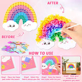 Lonfliness 8PCS Poke-in Craft and Art Kit for Kid Unicorn Theme No-Mess Fabric Sewing Art Girls Boys 4-12 Puzzle Puncture Painting DIY Pastel Rainbow Toy Gift for Creative Activity Game Birthday Party Lonfliness