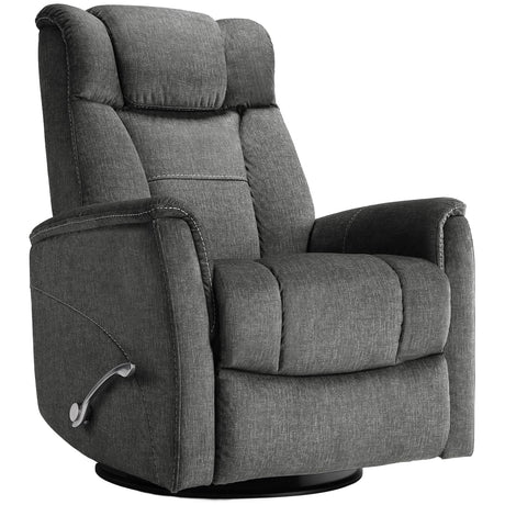Susalt 360° Swivel Rocking Recliner, Manual Comfy Nursery Glider Rocker Chair for Indoor Bedroom, Upholstered Soft Fabric Living Room Reclining Chair with Lumbar Support for Adults (Dark Gray) Susalt