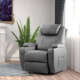JUMMICO Power Lift Recliner Chair with Massage for Elderly PU Leather Modern Reclining Sofa Chair with Cup Holders, Remote Control, Adjustable Furniture (Gray) JUMMICO