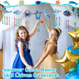 128 Pcs Summer Ocean Wind Chime Making Kit Make Your Own Sea Animals Wind Chime Wooden Ocean Animals Arts Ornaments for DIY Crafts Activity Birthday Summer Party Decoration Anglechic