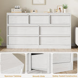 GarveeHome 7 Drawer Dresser for Bedroom, 54in Wide Antique White 7 Chest of Drawers with Large Storage, Wooden Dresser Organizer for Living Room, Nursery, Entryway GarveeHome