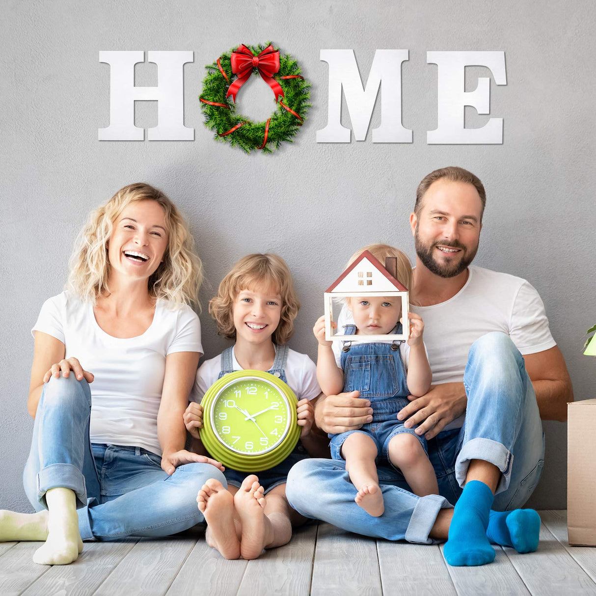 4 Pieces 12 Inch Home Sign Wooden Home Letters Wall Hanging Large Home Sign Decor for Home, Living Room, Farmhouse (White) Jetec