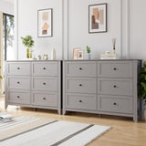 GAOMON 6 Drawers Dresser for Bedroom, 53.9" W Farmhouse Wood Dressers & Chest of Drawers for Clothes, Tall Storage Dressers Organizer with Deep Drawers for Living Room, Closet, Hallway, Grey GAOMON