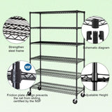 Storage shelves, 6-Tier Wire Shelving Unit NSF Certified Storage Rack 18"D x 48"W x 78"H 6000Lbs Capacity Adjustable Layer Heavy Duty Metal Rack Steel with Casters for Kitchen Garage Pantry Black Dopinmin