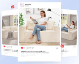 Hobestluk Couch Sofa 2-Seater Foam Sofa Loveseat for Small Spaces Comfy Sofas with Removable Cover Furry Couch with Pillows for Living Room, Bedroom, Apartment, Office (White, Loveseat) Hobestluk