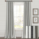 Lush Decor Farmhouse Stripe Yarn Dyed Cotton Window Curtain Panel Pair, 42" W x 84" L, Black - Classic Modern Rustic Charm - Eco Friendly Cotton Fabric Lush Decor