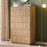 wow97e Fluted Dresser for Bedroom, 48" H 7 Drawer Dressers, Wood Tall Dresser Storage Organizer, Modern Bedroom Chest with Deep Storage for Closet Hallway, Entryway, Living Room Natural wow97e