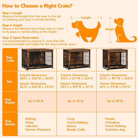 HOOBRO Dog Crate Furniture, Indoor Dog Kennel, Wooden Dog Furniture with Pull-Out Tray, Double Doors Dog House, Modern Side End Table for Medium/Large/Small Dog, 32.5" L, Rustic Brown BF802GW03G1 HOOBRO