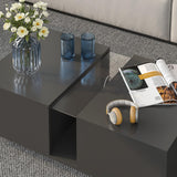HedoAjim Black Led Coffee Table for Living Room, Rectangular Living Room Table with Storage, Acrylic Coffee Tables with 2 Sliding Drawers, Wood Center Table for Reception Dinning Room HedoAjim