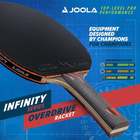 JOOLA Infinity Overdrive - Professional Performance Ping Pong Paddle with Carbon Kevlar Technology - Black Rubber on Both Sides - Competition Table Tennis Racket for Advanced Training - Extreme Speed JOOLA