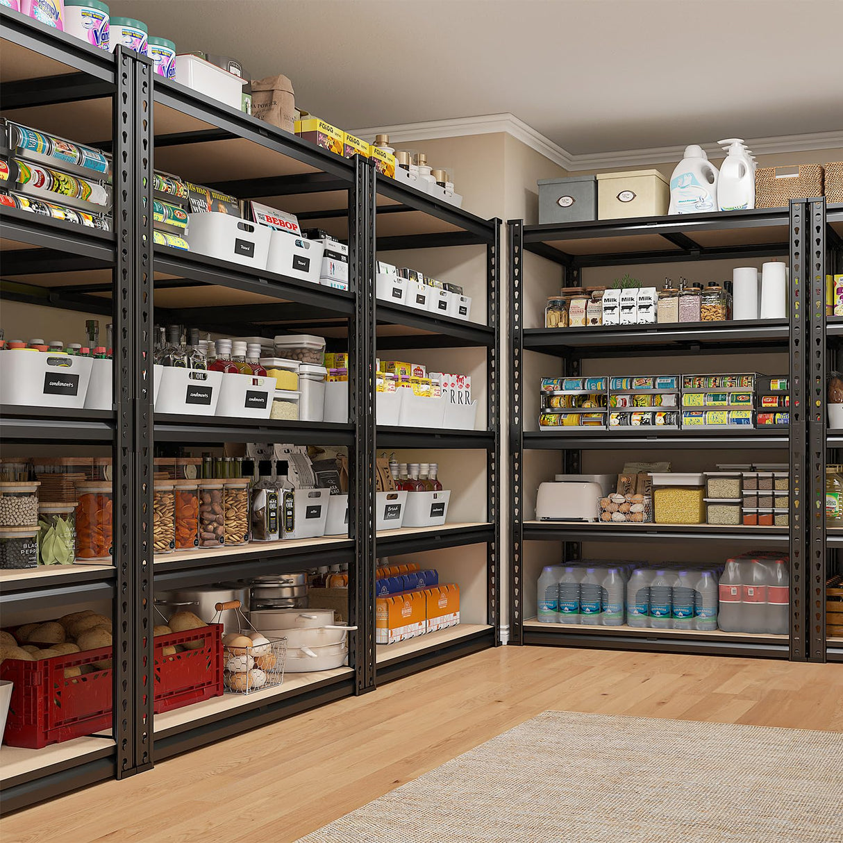 REIBII 72" Garage Shelving, Heavy Duty Storage Shelves 2000LBS, 5 Tier Metal Shelving Unit, Adjustable Garage Storage Shelves for Warehouse Pantry Basement, 72'' H X 35.5'' W X 11.8'' D, 4 Pack REIBII