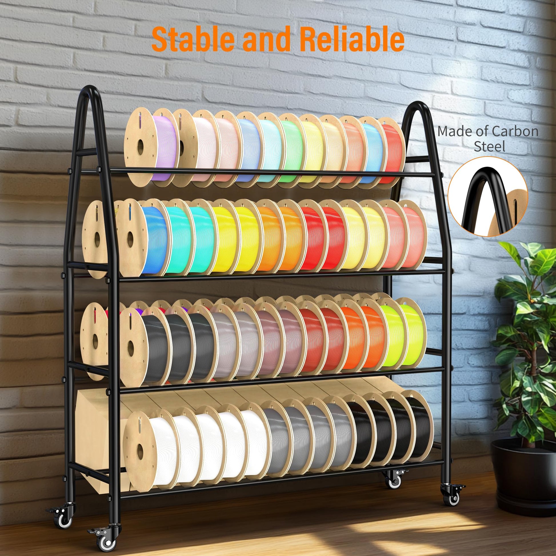 𝐘𝐮𝐦𝐤𝐟𝐨𝐢 3D Printer Filament Rack for 90PCS, Rolling Filament Spool Holder, Heavy Duty Metal Shelf for ABS/PLA/TPU/Nylon, 3D Printer Accessories for Studio Office Business Workshop - WoodArtSupply