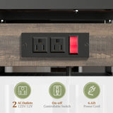 EnHomee Bakers Rack with Power Outlet, 6 Tier Coffee Bar with Storage Cabinet, Microwave Stand with Side Hooks, Utility Shelf for Kitchen EnHomee