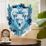 Yomiie Wolves Sun Catcher Window Hanging - DIY Double Sided Animals Diamond Painting Pendant Kits for Adults, Acrylic Diamonds Art Ornament for Indoor/Outdoor Garden Home Decoration (8x8 inch) Yomiie