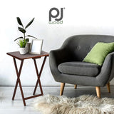 PJ Wood Multifunctional Rectangular Folding and Collapsible Solid Wood TV Tray Snack Tables with Compact Storage Rack, Set of 2, Black PJ Wood