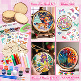 Luucio Wooden Painting Craft Kit - Glow in The Dark Wood Slices Crafts and Birdhouse Ornaments, Creative Art Toys for 5, 6, 7, 8, 9, 10, 11, 12 Year Old Kids, Christmas Gifts Ideal Luucio