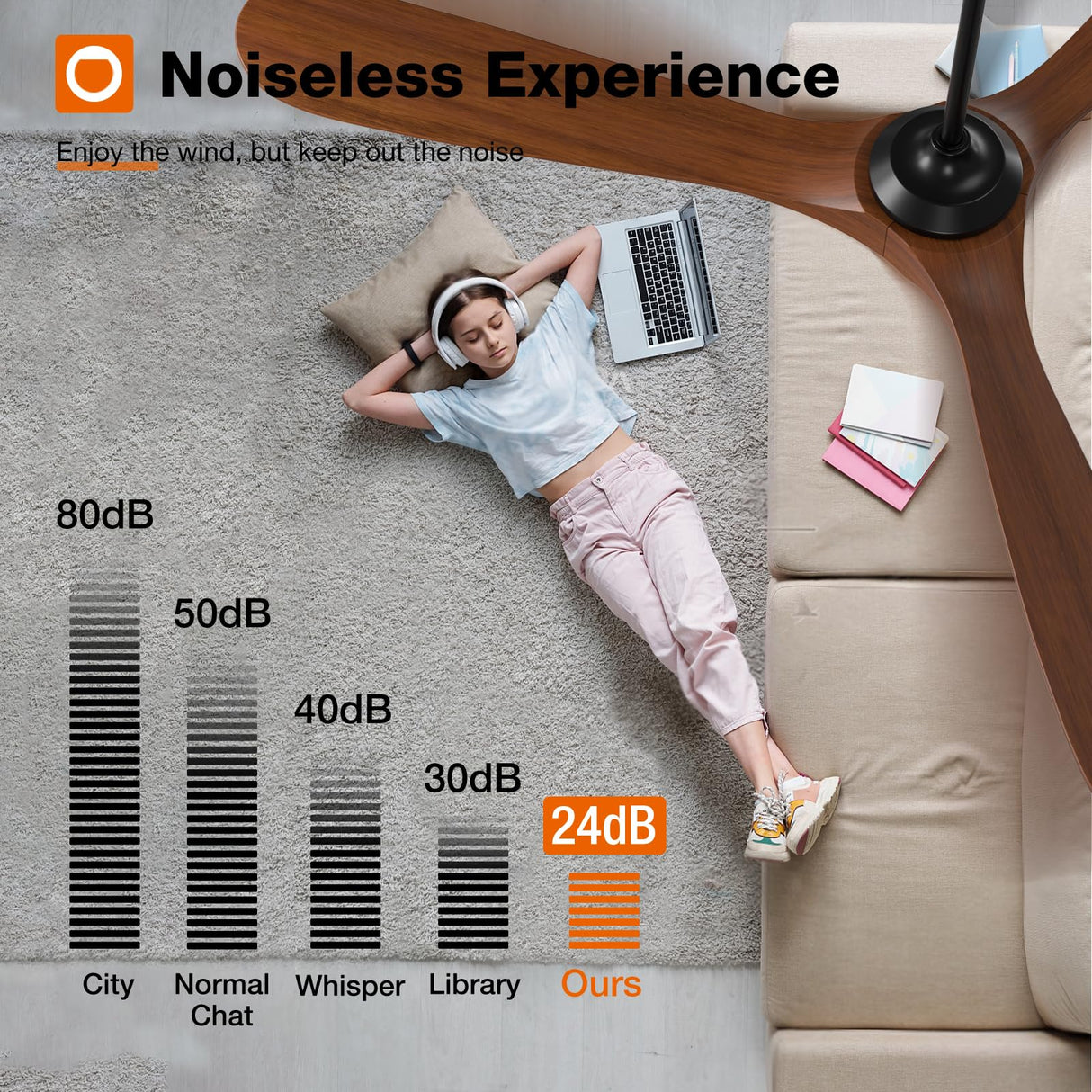 addlon Ceiling Fans with Lights, 72 inch Indoor/Outdoor Ceiling Fan with Remote Control, Reversible, 3 Wood Blades, 6 Speeds, 3CCT Dimmable, Noiseless, Large Ceiling Fan for Patio, gazebo, Farmhouse addlon