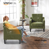 VINGLI Accent Chair for Living Room Chairs Olive Green Reading Chair for Bedroom Scooped Arm Chair Mid Century Modern Accent Chairs Upholstered Comfy Chair for Apartment, Waiting Room VINGLI
