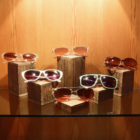 MOOCA Wooden 6 Pcs Square Risers for Display Jewelry and Accessories Display Stand Wooden Display Risers, Wood Jewelry Risers Wood Figurine Display MOOCA