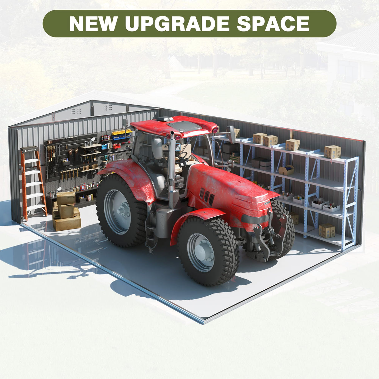 AirWire 12x16 FT Outdoor Storage Shed, Garden Shed with Updated Frame Structure and Lockable Doors, Metal Tool Sheds for Backyard Garden Patio Lawn, Black AirWire