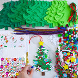 Winlyn 24 Sets Christmas Tree Ornaments Decorations Art Sets DIY Christmas Craft Kits Pine Tree Snowman Snowflake Penguin Foam Stickers Arts and Crafts for Kids Party Favors Home Classroom Activities Winlyn