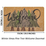UTOWO Winter Xmas Welcome-Doormat Non-Slip Front-Door-Mats - Plaid Pine-Tree Snow Entrance Mat Porch Home Christmas Decor 17x29in UTOWO