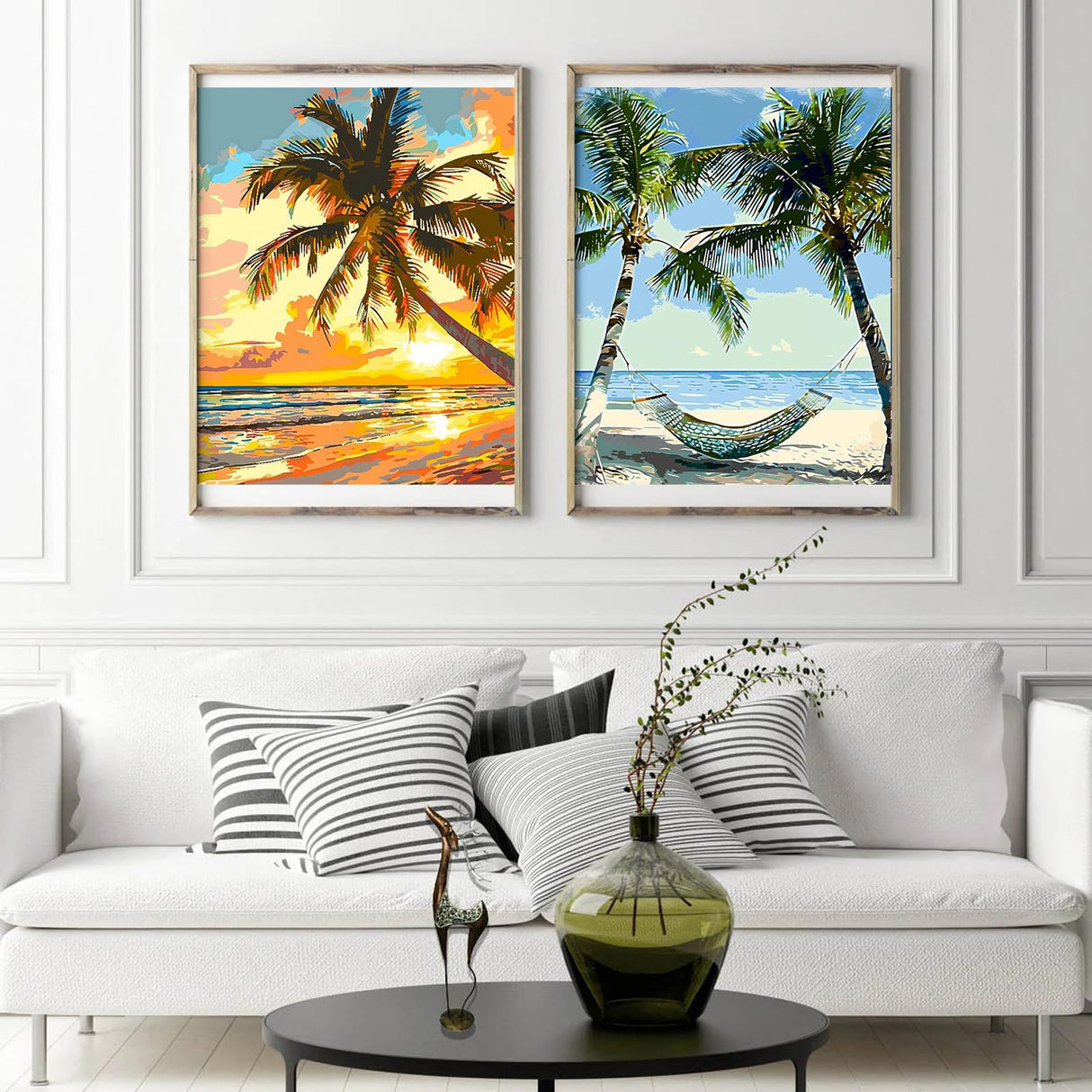 Ninonly Paint by Numbers Kit for Adults Framed Canvas 12x16 Inch, 4 Pack Beach Sea Turtle Paint by Number Arts Crafts for Adults Beginner with Wooden Easel, Painting Brushes, Acrylic Painting Ninonly