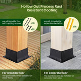 Bazeiona 4x4 Post Base 4Pcs Wood Fence Post Bracket Anchor Base Brackets Deck Post Base for Pergola Railing Mailbox Deck (Inner Size 3.6x3.6) Bazeiona