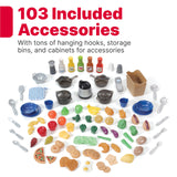 Step2 Grand Walk-In Kitchen & Grill Kids Playset, Indoor/Outdoor Kitchenette, Interactive Play with Lights and Sounds, Durable Plastic, 103 Piece Toy Accessories, Toddlers 2+ Years Old, Brown/Tan Step2
