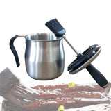 iZAN BBQ Basting Pot with Basting Brush - Stainless Steel Barbecue Sauce Pot with Silicon Basting Brush, 32 OZ iZAN