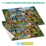 JOYZEXY Puzzles for Kids Ages 4-6-8-10, Dinosaur World Puzzle 100 Pieces Jurassic Landscape Jigsaw Puzzles Educational Toys Gifts for Boys Girls JOYZEXY