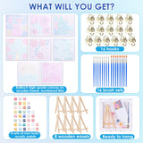 RoundFunny 8 Set Paint by Numbers Kit for Adults with 8x8 Inch Mini Simple Painting Canvas Wooden Frame Easel Acrylic Paints Brushes Funny Numbers Drawing Kit for Gift Home Wall Decor(Simple Blossom) RoundFunny