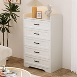 Gizoon 5 Drawers Dresser, 44.3" H Dresser for Bedroom, Chest of Drawers with Large Storage Capacity, Modern 5 Drawer Chest with Smooth Rail, Handles, Anti-tilt Device, for Hallway, Living Room, White Gizoon