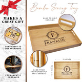 Premium Monogrammed Bamboo Wood Serving Tray with Handles - Personalized and Custom Engraved for Free The Wedding Party Store